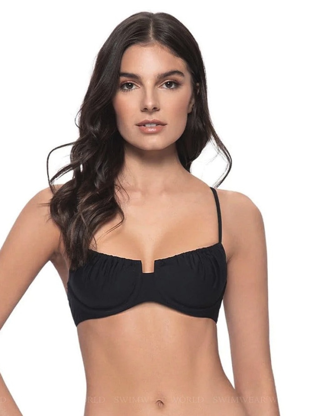 PQ swim black UNDERWIRE-BASIC RUCHED BIKINI top size M